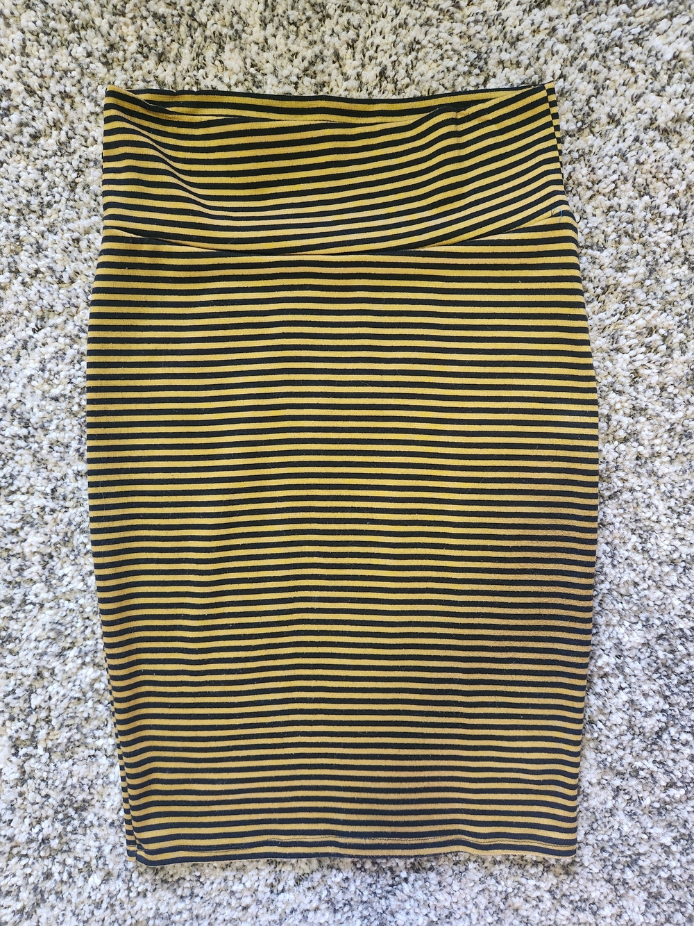 LuLaRoe Black and Yellow Striped Pencil Skirt